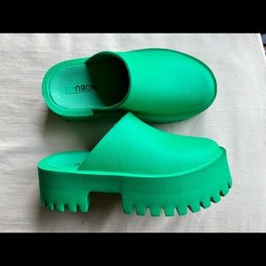 Green Platform Clogs Slip On NWT